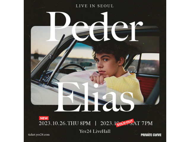 [공연안내] 페더 엘리아스 내한공연 <Peder Elias LIVE IN SEOUL> 추가 회차 티켓오픈 안내